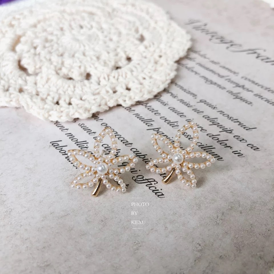 Anting Stud Jarum Perak Murni Bentuk Geometris Aksen Mutiara Plum Untuk Pria