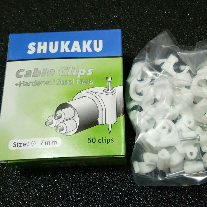 NEW 50Pcs / 1Pack  Paku Klem Kabel Klip Clip kabel cable Beton Kabel Shukaku 7mm Sukaku