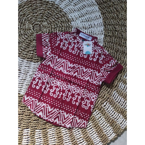 Batik Anak Size S (Ready Stock)-Maroon songket
