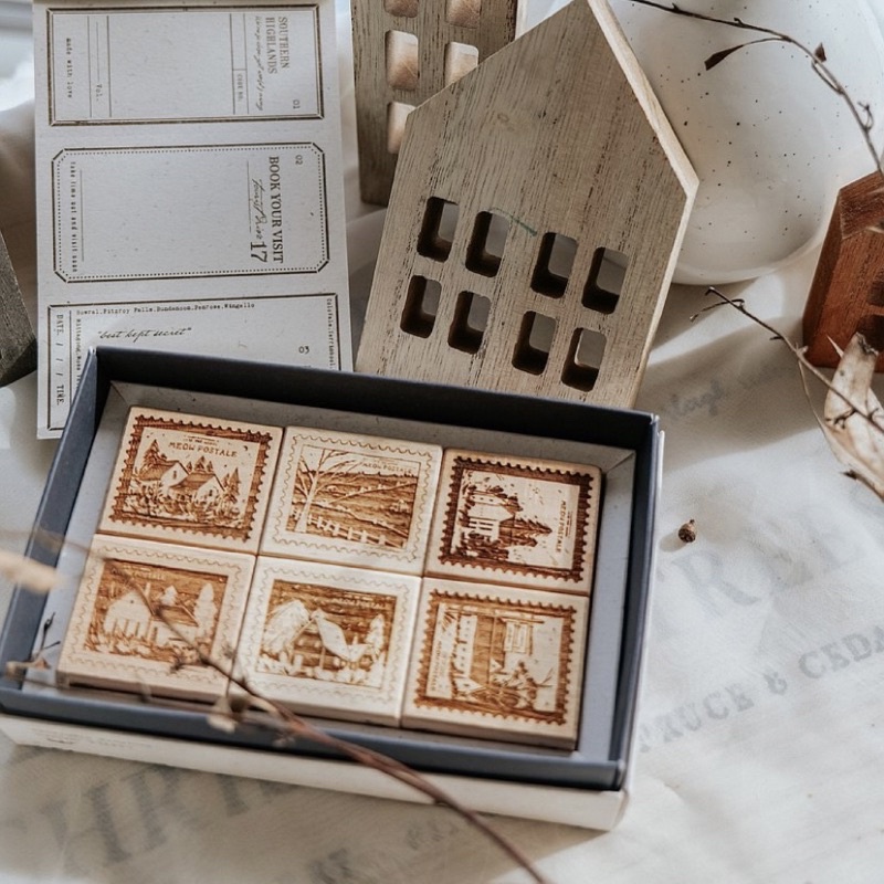 

Meow Illustration Little Houses - Southern Highlands Rubber Stamp Set