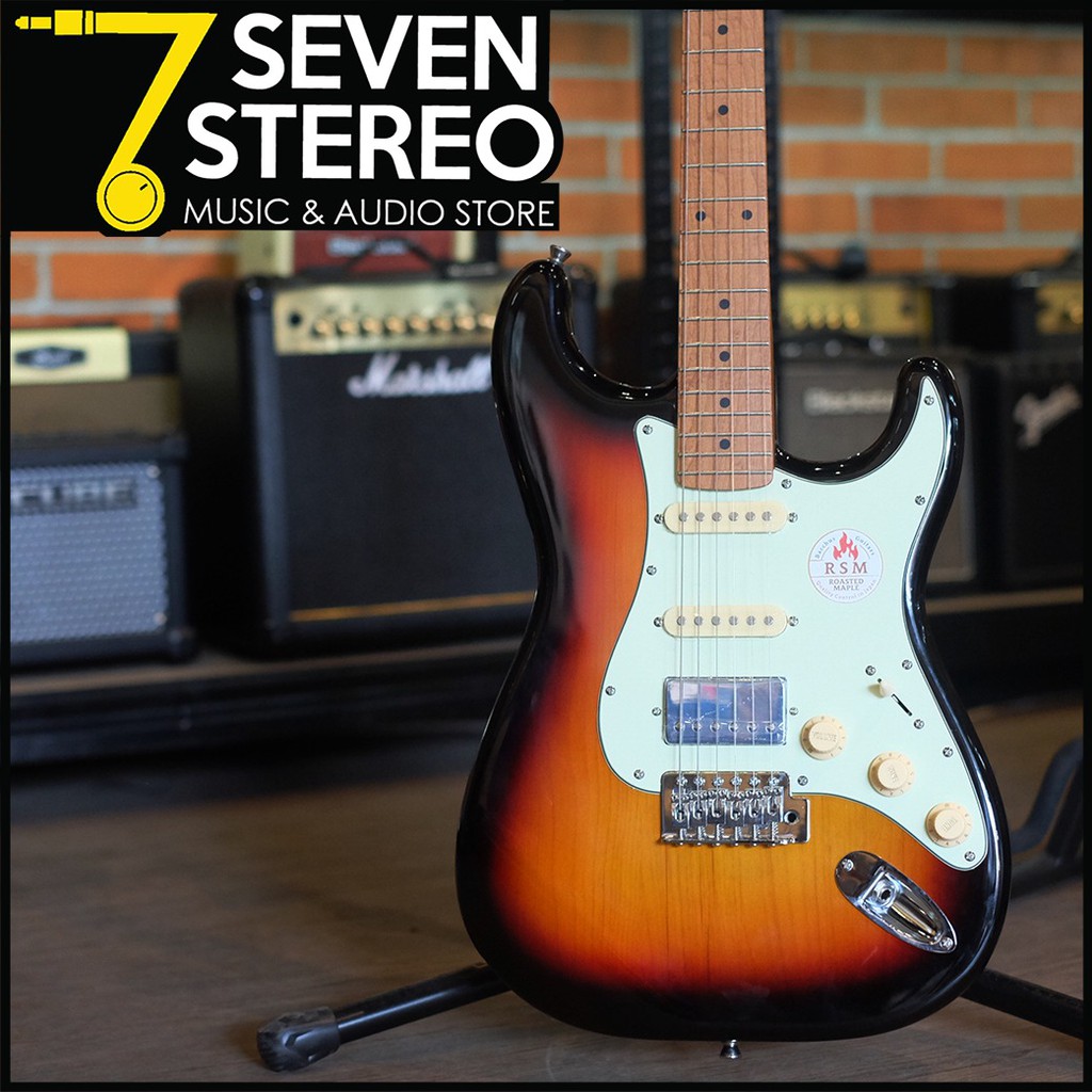 Bacchus BST-2RSM BST2RSM HSS 3 Tone Sunburst Roasted Maple Stratocaster