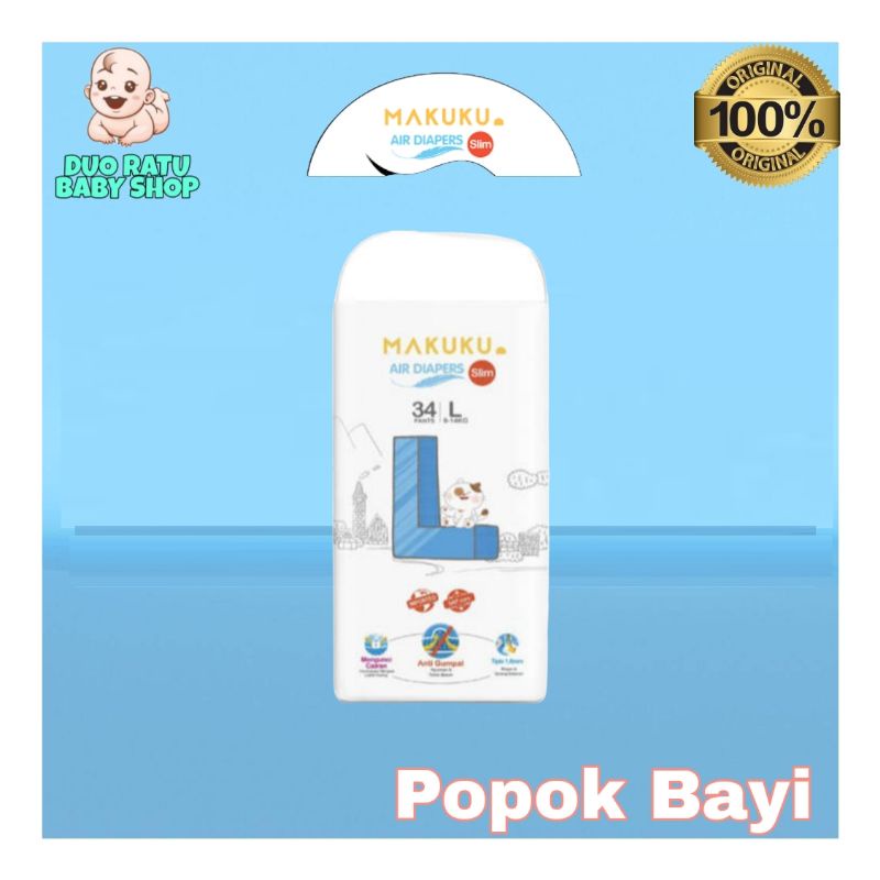 NEW! Popok Makuku Air Diapers SLIM Tape NB28, S38, M36 | Pants M32, L34, XL32, XXL28