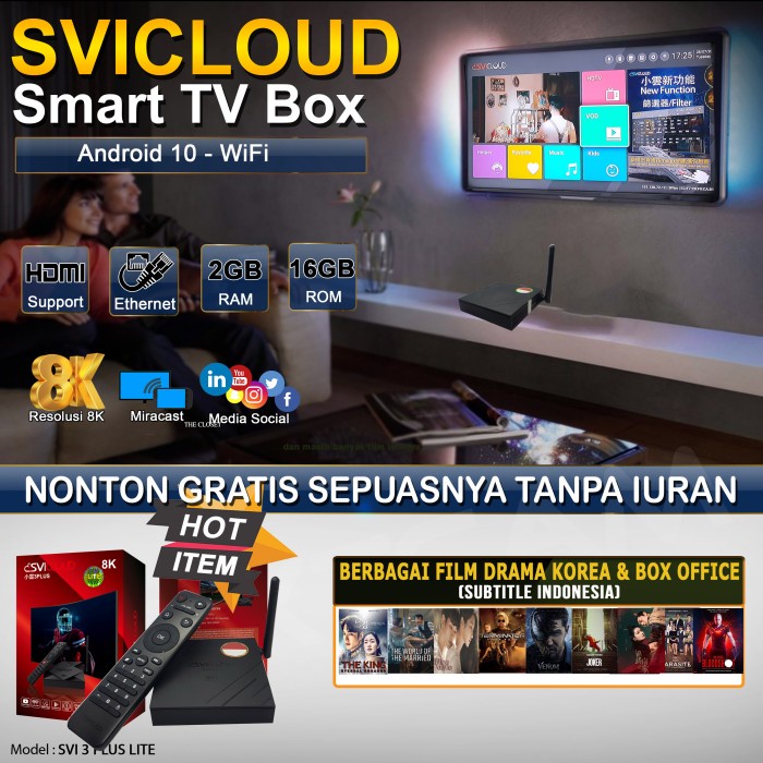 SVICLOUD / SVI CLOUD 3PLUS LITE TVBOX 9CORE 2GB/16GB 8K ANDROID BOX 10