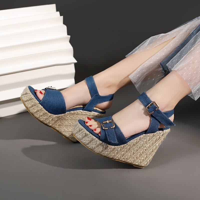 QZ - Diana Sandal Wedges Wanita Cantik Model Terbaru DF 02