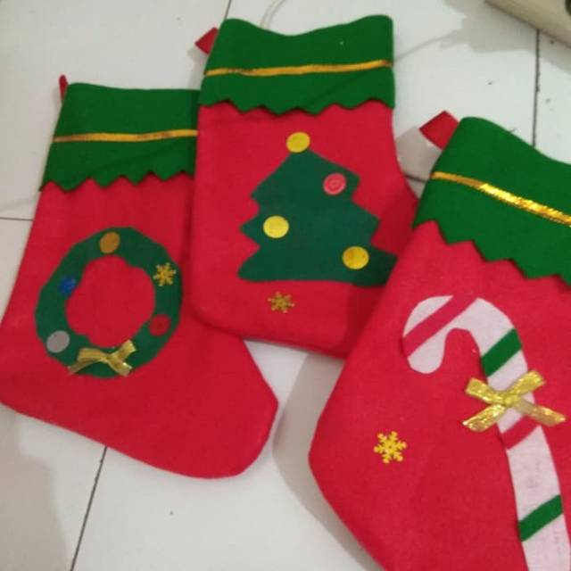 Hiasan natal kaos kaki flanel 30cm  Chrismas sock