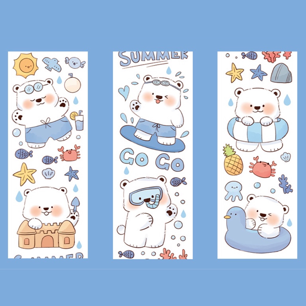 

The Snow World Kawaii Cute White Bear Washi Sampler