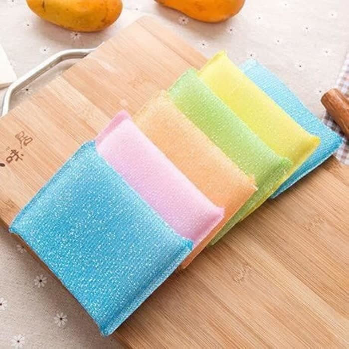 (Paket 5 Pcs) Spons Cuci Piring Warna Warni Spon Cuci Piring Gelas Sponge Sabun Sabut Wajan