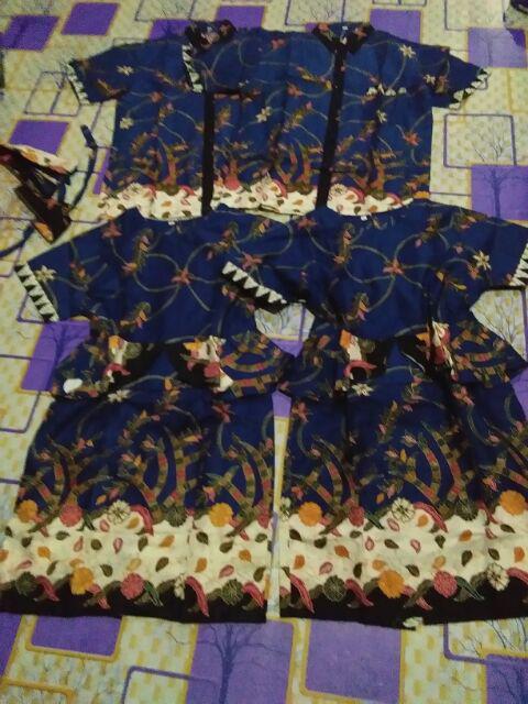 Qnunbatik Batik Family/keluarga Dress Naura Madura Biru