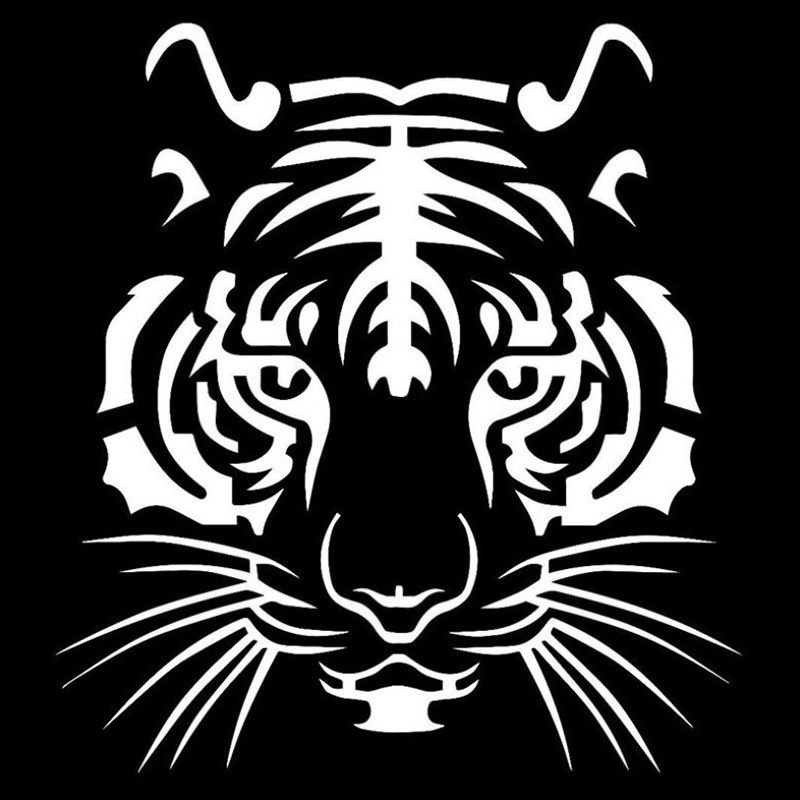 Stiker Vinyl Reflektif Laser Motif Harimau 14x15cm Untuk Mobil