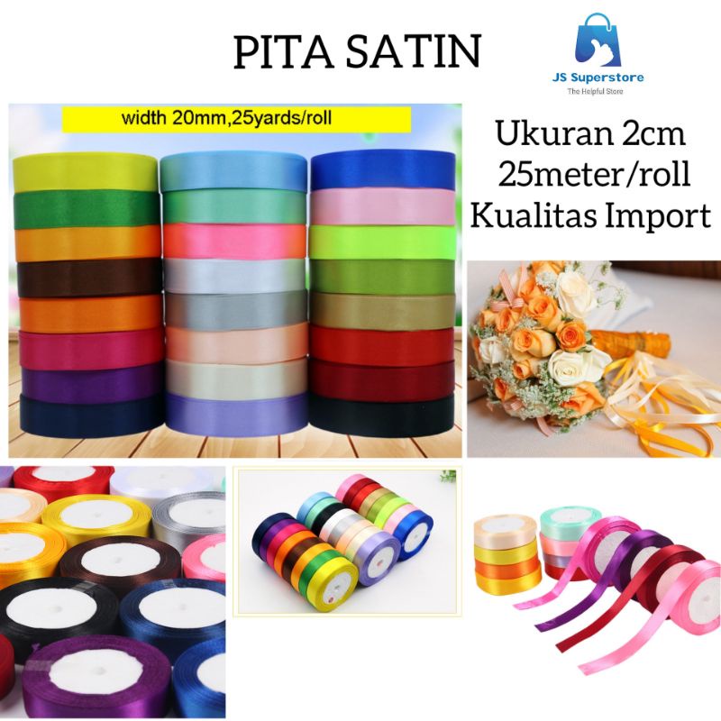 

Pita Satin 2cm Panjang 25meter/roll