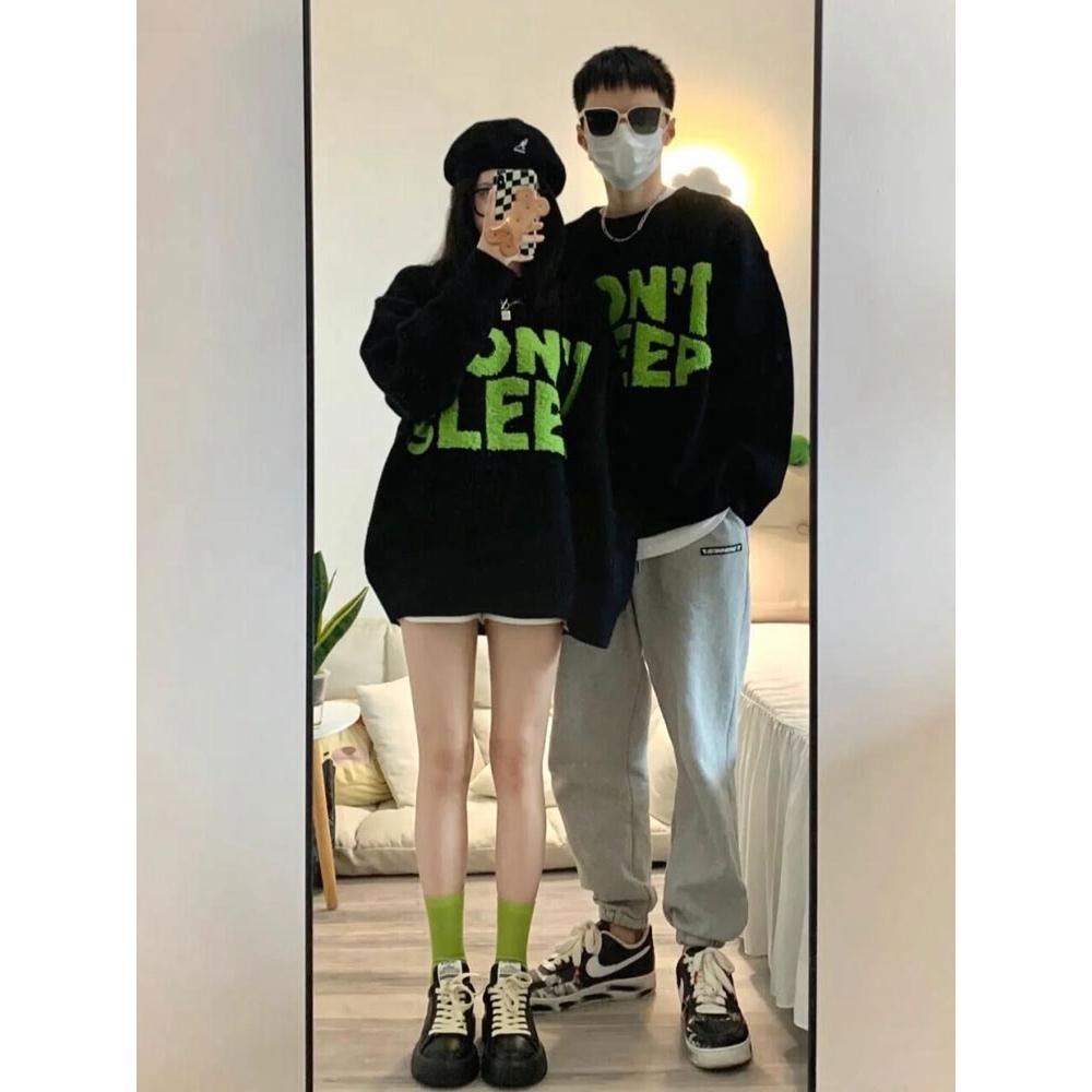 impor [48 jam pengiriman] gaya Jepang pullover vintage couple sweater pakaian luar wanita