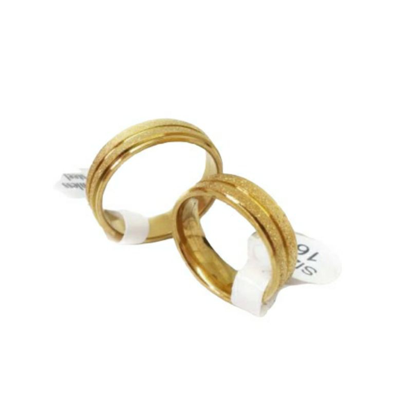 Cincin Couple Titanium PASIR GARIS GOLD Harga Satuan CC25L,B