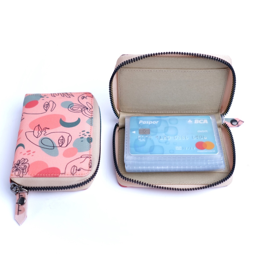 Dompet Card Holder Wallet Mini Resleting Tempat Kartu Atm Emas Antam 24 Slot