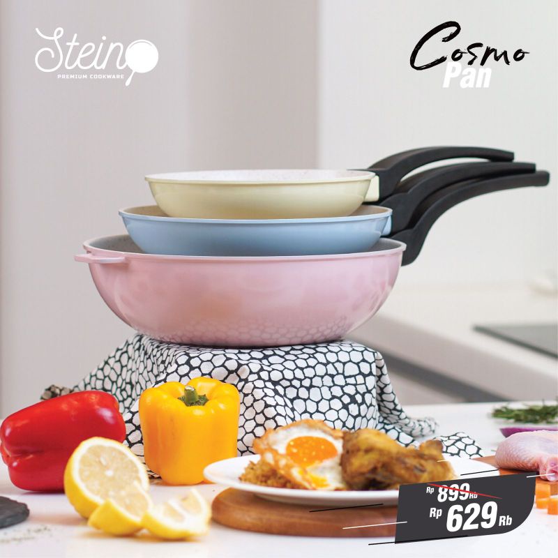 Wajan Steincookware Cosmo Pan Set 3 + 1 Tutup Unique Stackable Design