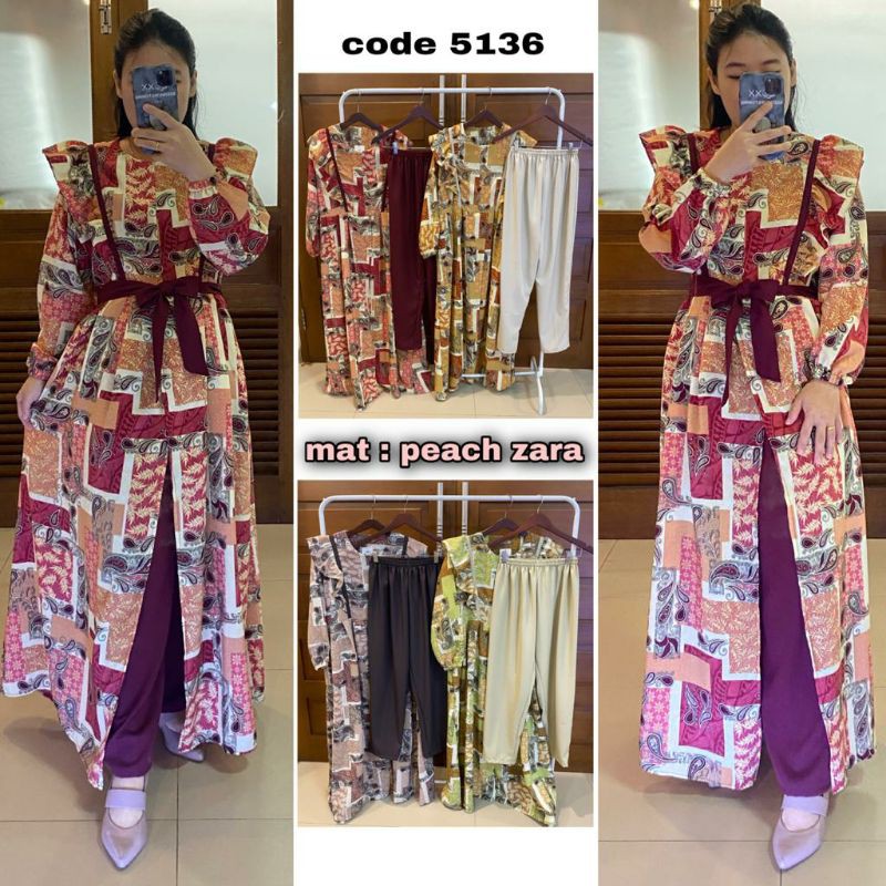 SET Gamis Muteki Etnik Sabrina Import Premium ( Busui + Belt Terpisah )
