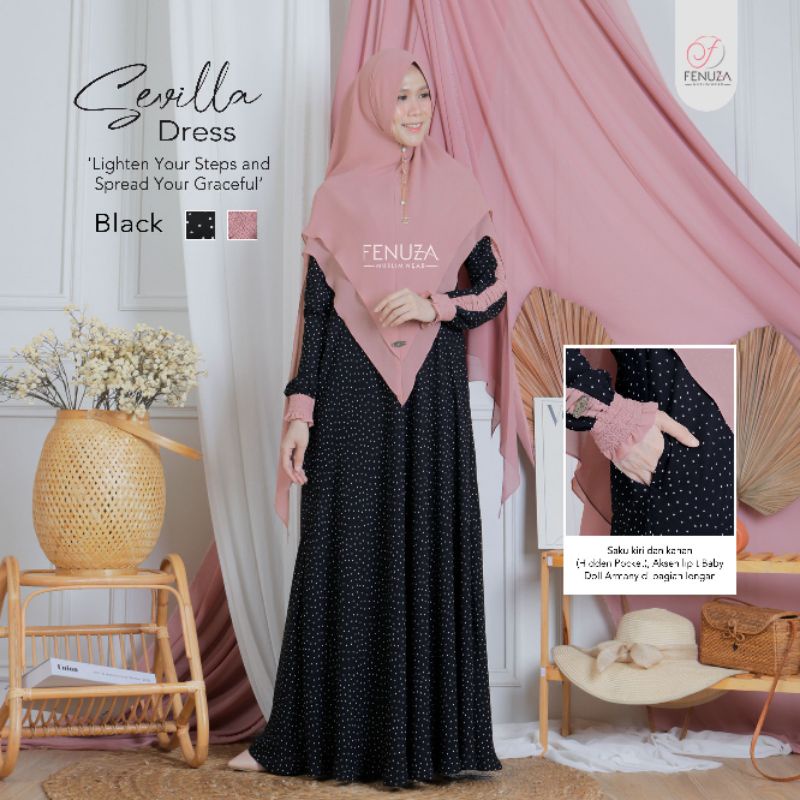 FENUZA gamis syari sevilla dress florida crepe gamis only