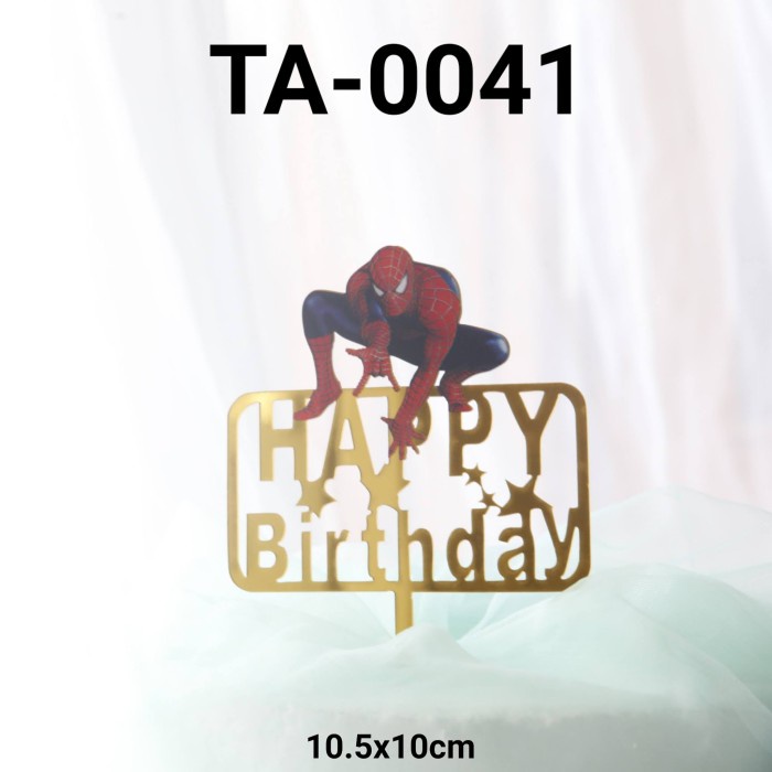 

TA-0041 CAKE TOPPER TULISAN ACRYLIC AKRILIK HAPPY BIRTHDAY SPIDERMAN TERMURAH