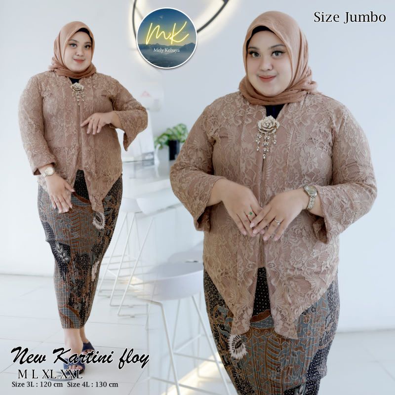 Setelan kebaya floy brokat jumbo / kebaya kartini jumbo / kebaya wisuda jumbo / kebaya pesta / kebay