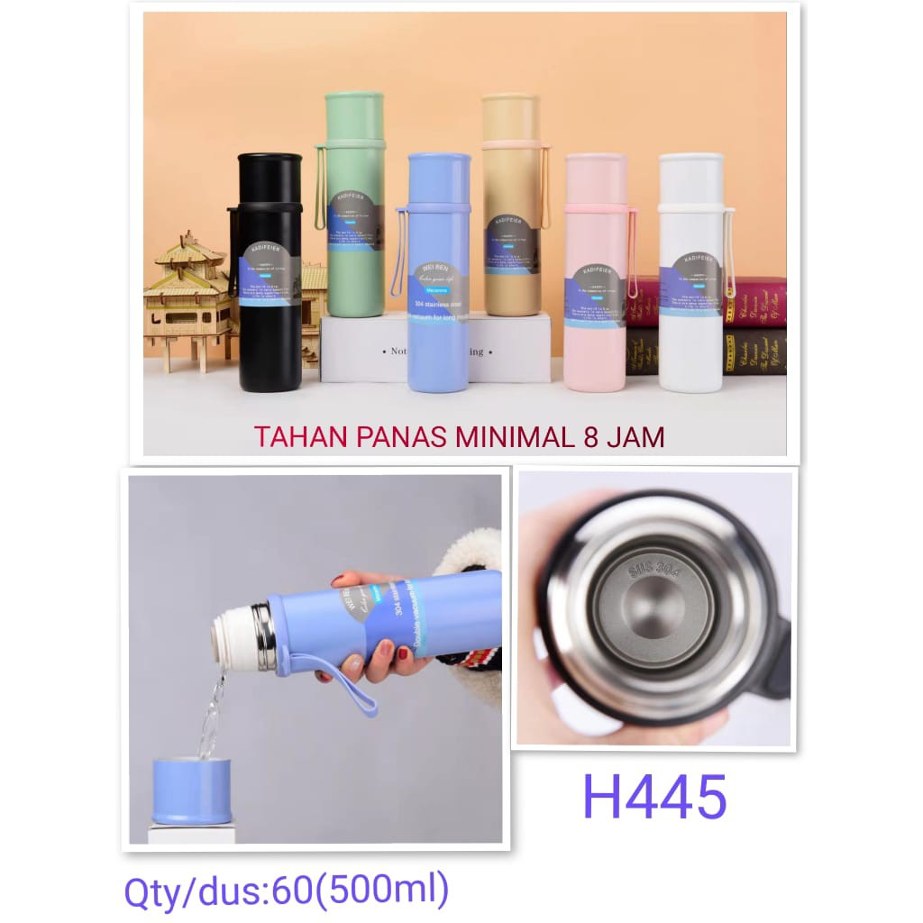 H445 Termos Air Panas Double Vacuum Cup Macarons Stainless Steel 500ml