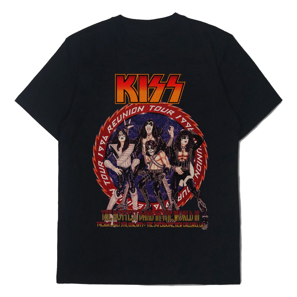 Kaos Kiss Reunion Tour Bootleg Kaos Band Vintage Combed 24s