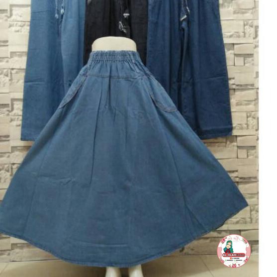 Rok.Rok jeans payung.termurah.rok jeans.jeans wanita. rok panjang. rok panjang fashion muslim.bigsiz