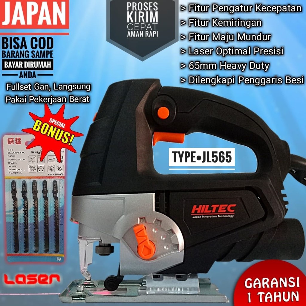 Promo Mesin Jigsaw Laser Gergaji Triplek Kayu 65mm Setara Makita Tipe Hiltec Jl565