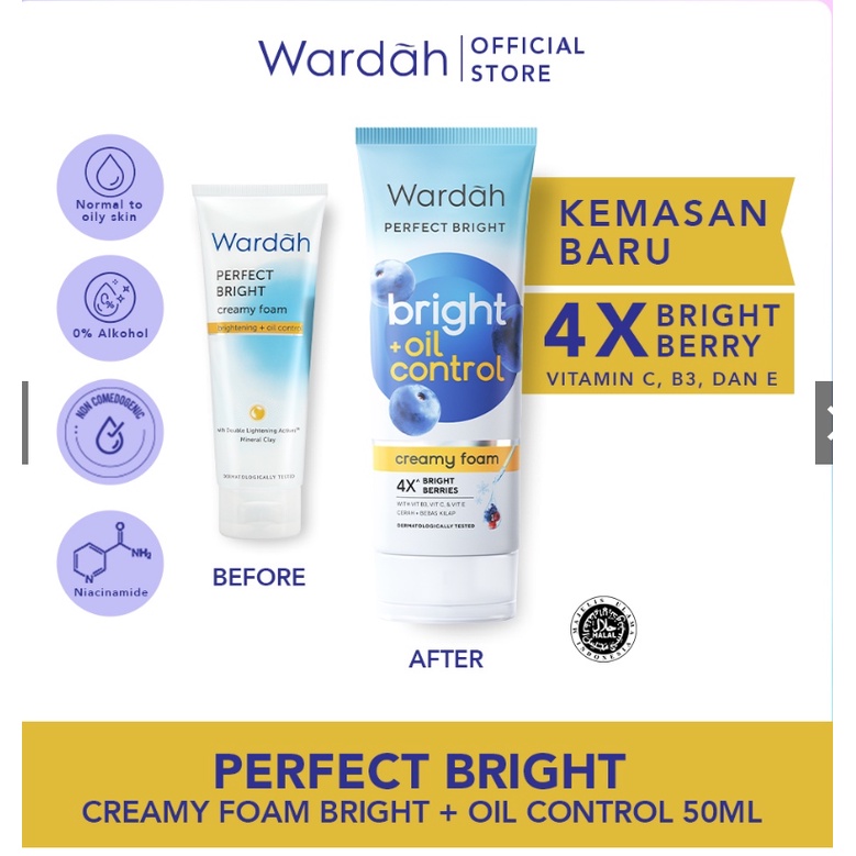 Wardah Perfect Bright Creamy Foam   50 Ml