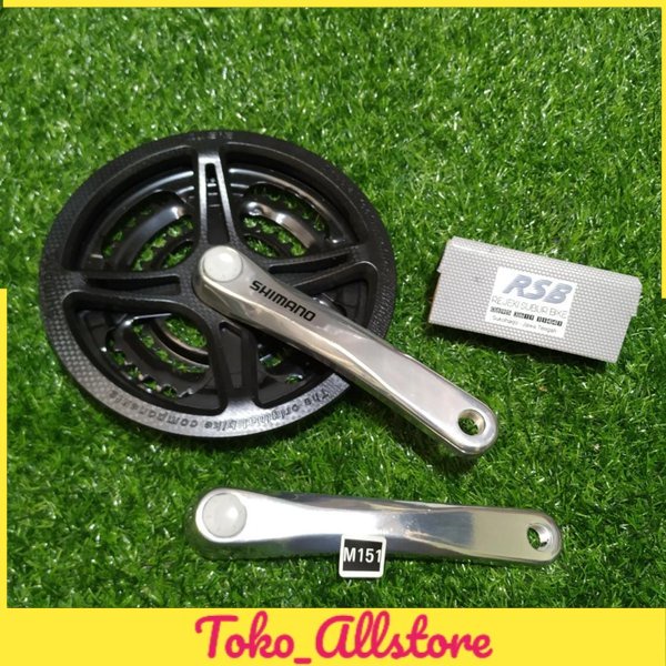 Crank Crankset Shimano FC M151 3 Speed Sepeda mtb federal touring 48 38 28 t original