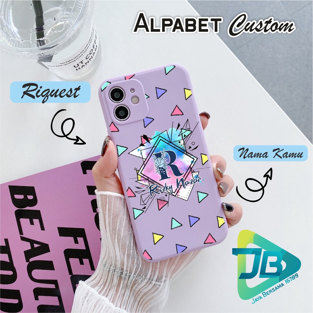 CASE CASING SOFTCASE SILIKON MACARON PELINDUNG KAMERA ALPABET CUSTOM OPPO VIVO SAMSUNG XIAOMI REALME IPHONE ALL TYPE JB5603