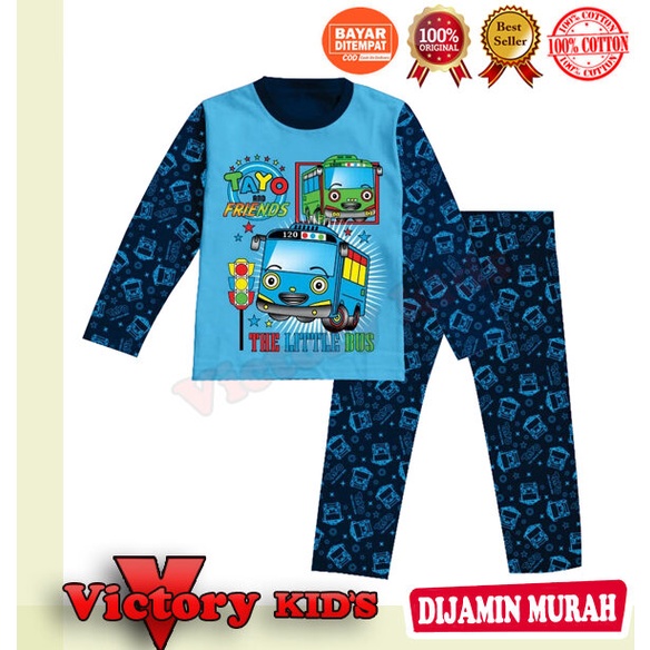 victory kid's setelan/piyama tangan panjang anak laki-laki/perempuan 1-10 thn