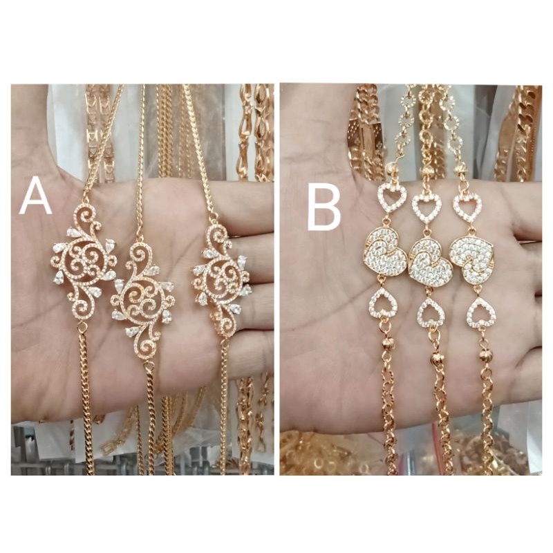 RC089. Gelang xuping wanita lapis emas dgn mata zircon ukuran 18 cm gold