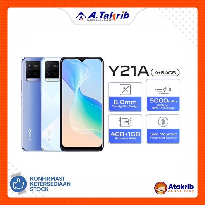 VIVO Y21A RAM 5GB [4+1 EXTENDED] ROM 64GB GARANSI RESMI