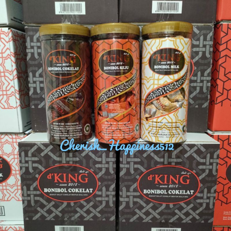 1 Toples 80 pcs D'KING Bonibol Jumbo Biskuit dan Wafer Salut Cokelat, Keju, dan Susu