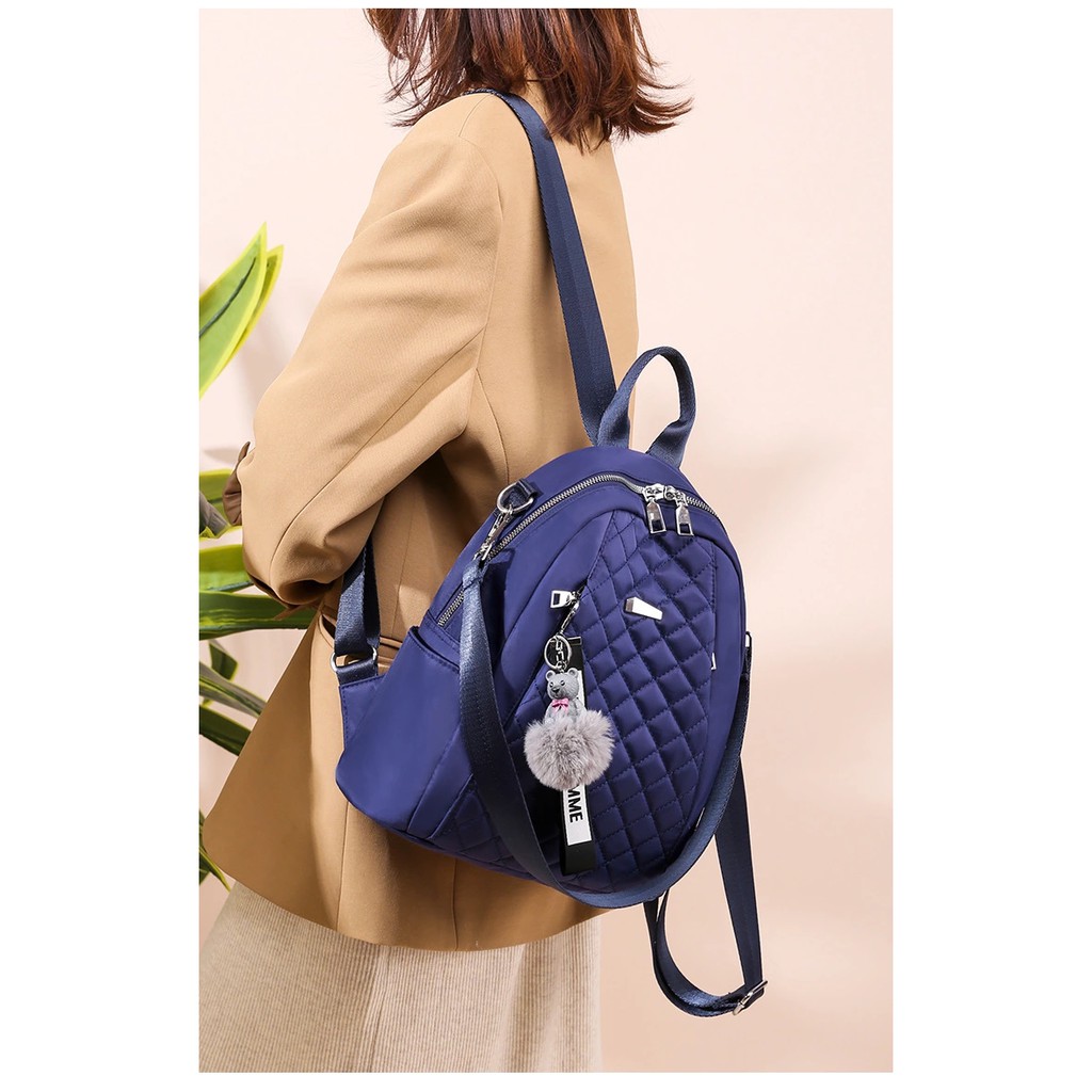 Tas Multifungsi wanita Ransel Wanita Backpack Stylish Nilon Glossy Free Gantungan Handmade Bandung