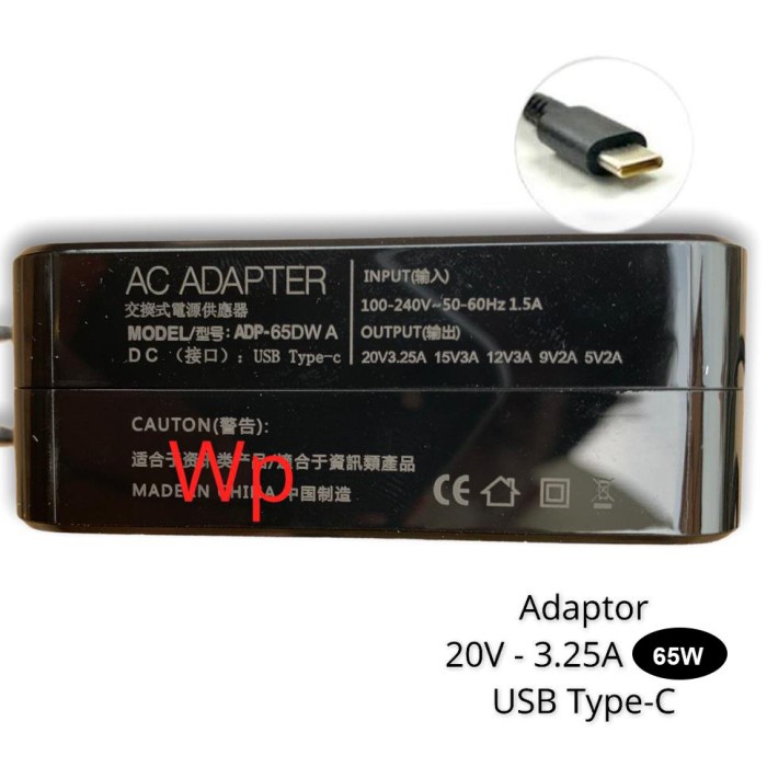 Adaptor Charger Laptop Notebook 20V 3.25 USB Type C