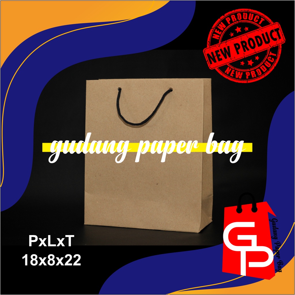 

PAPERBAG 18x8x22 PxLxT tas kado paper bag souvenir godybag craft papercraft surabaya grosir kemasan tas kertas tas coklat polos kemasan