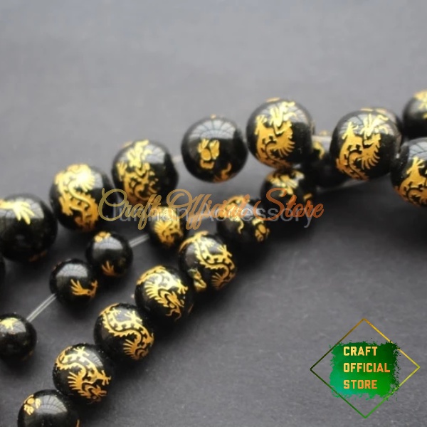 Bahan Gelang Batu Tibet Motif Naga Emas Bahan Craft &amp; DIY