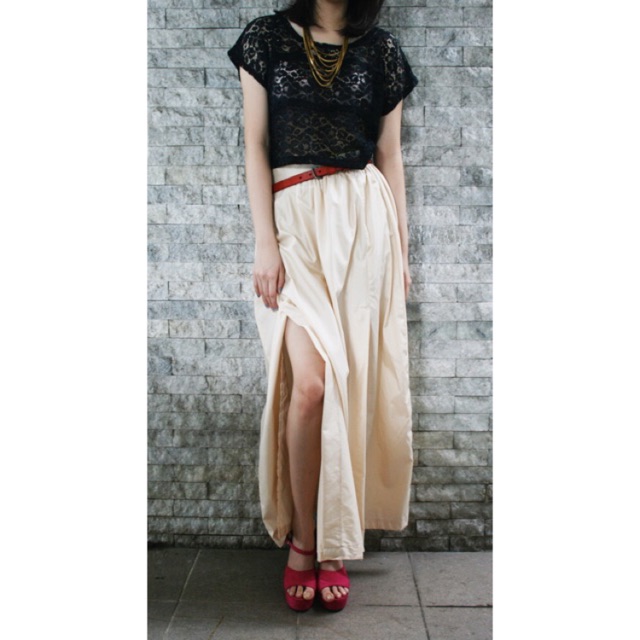 ROK PANJANG BELAH . ROK PANJANG KREM / ABU / HITAM