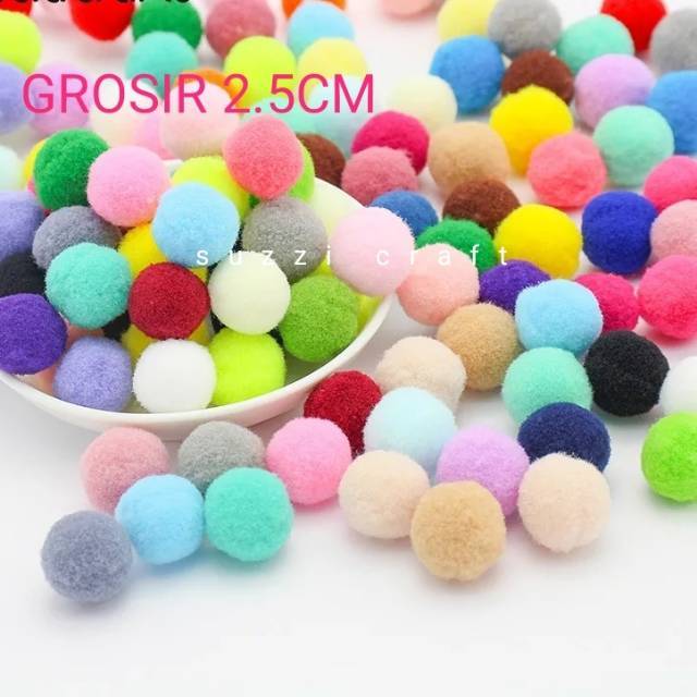 GROSIR Pom pom 2.5cm per 250biji pompom halus