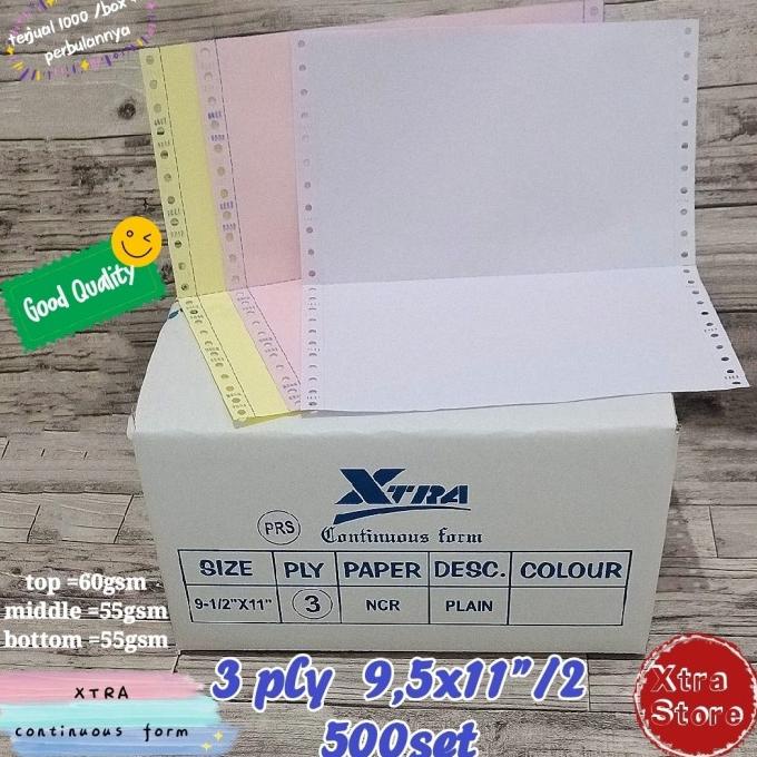 

kertas 3ply continous form 9.5x11"/2 500set KERTAS HVS