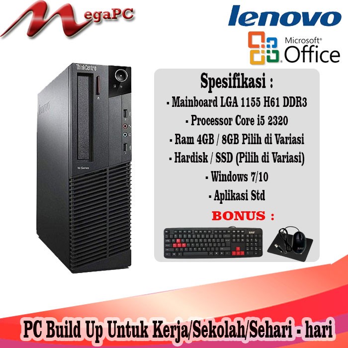 PC Build Up Slim Lenovo - Core i5 - RAM - HARDISK / SSD