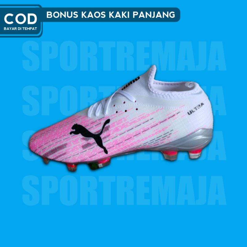 (COD) SEPATU BOLA PUMA PREMIUM WHITE PINK SIZE 38,39,40,41,42,43