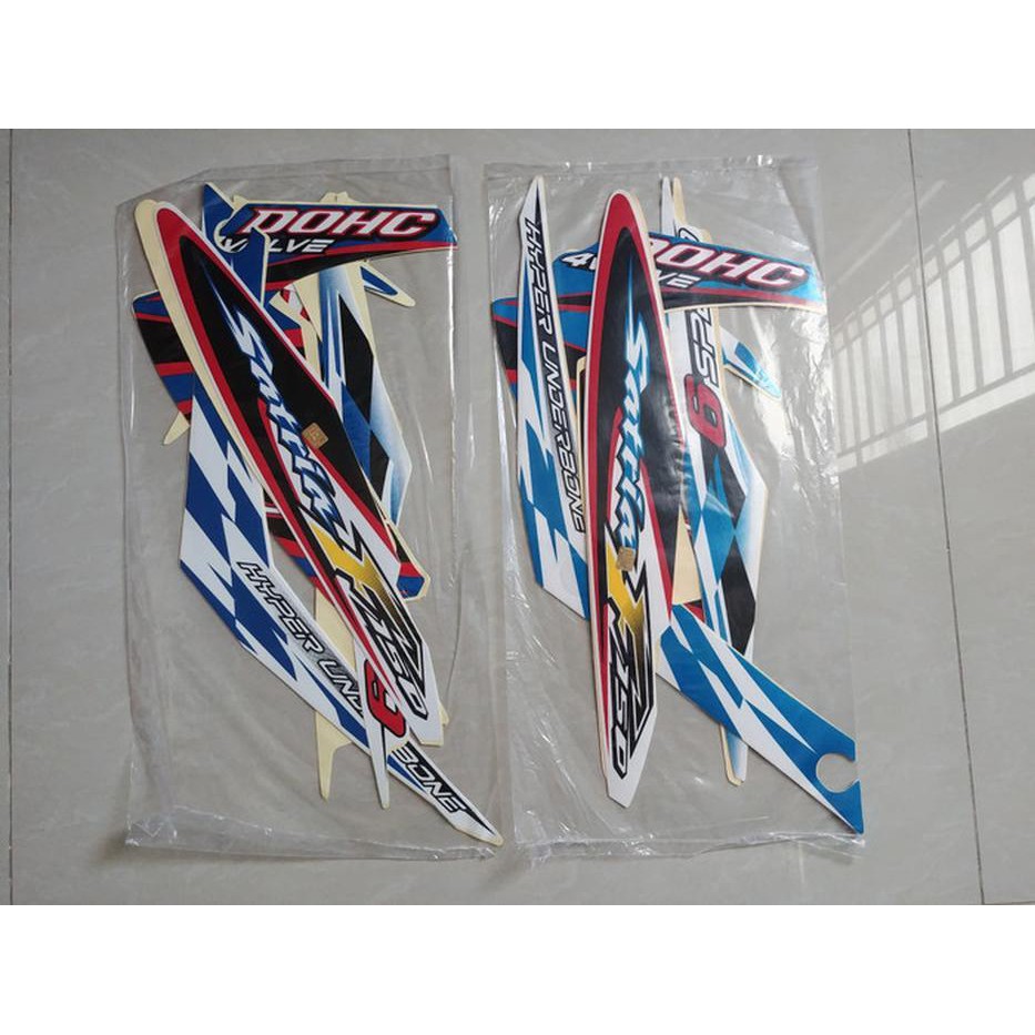 Stiker Bodi & Lis Body & Striping Satria Fu 2012 Putih Biru Unik