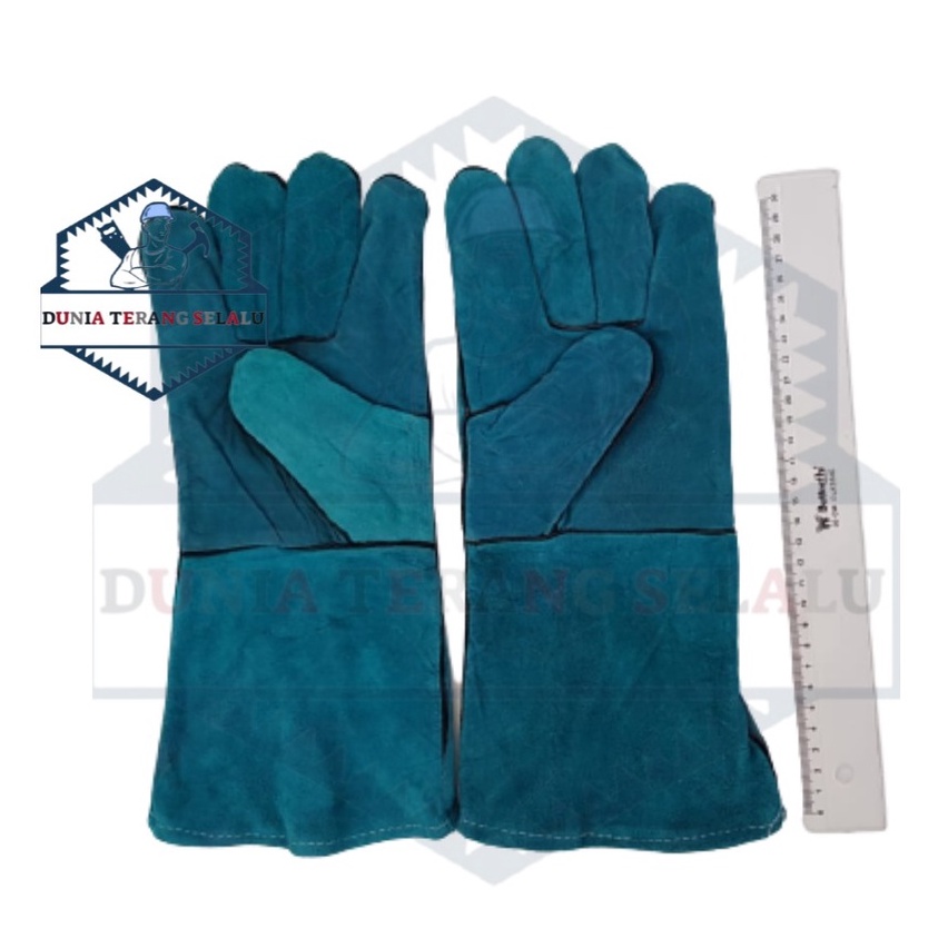 SARUNG TANGAN LAS KULIT 14&quot; HIJAU TOSCA RRT 5Jari - Sarung Tangan Kulit Las 14 in - Sarung Tangan Kerja Las Safety Gloves Welding