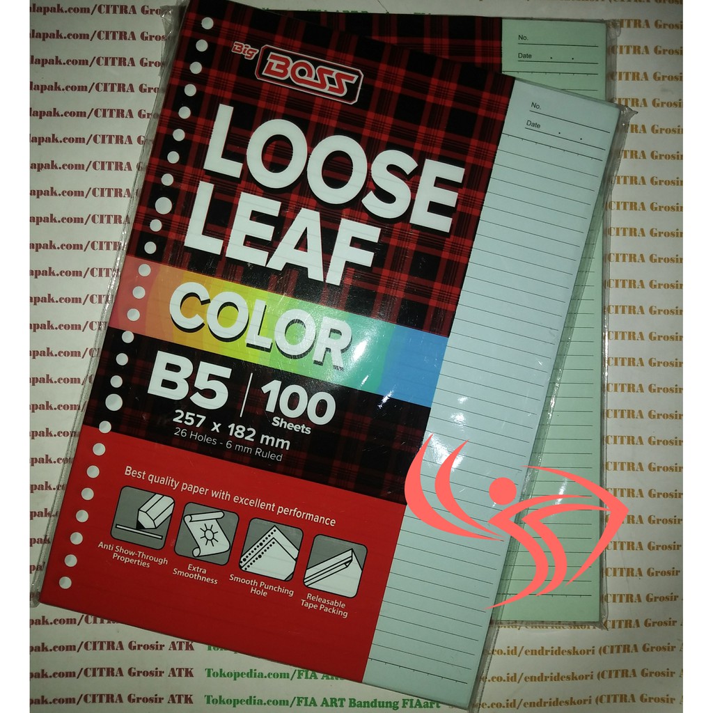

Isi binder B5 berwarna Bigboss isi 100 lbr