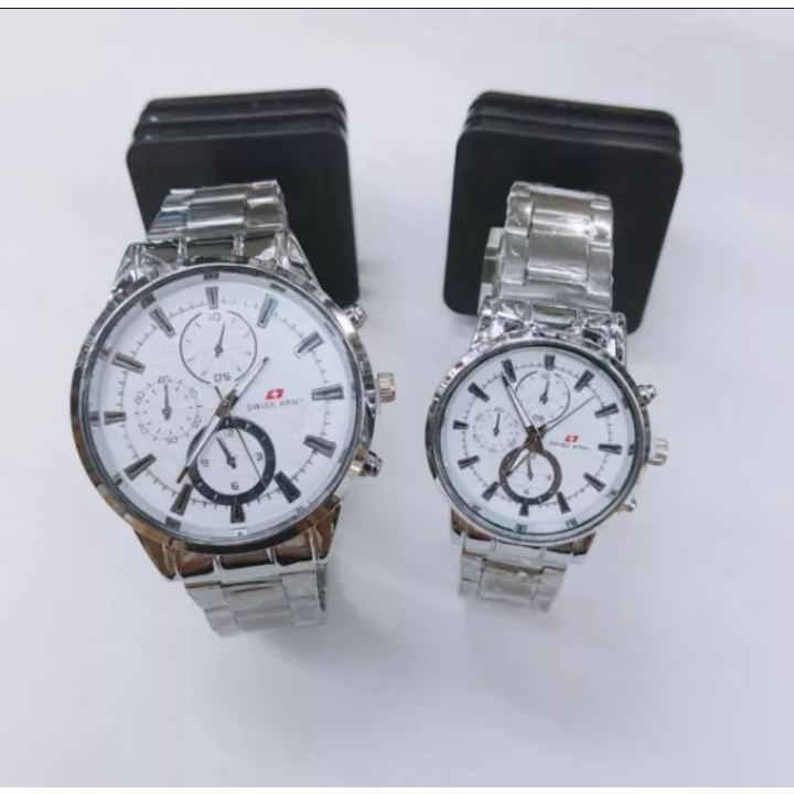 JAM TANGAN COUPLE CRONO SATINLESS STEEL JAM TANGAN RANTAI PASANGAN