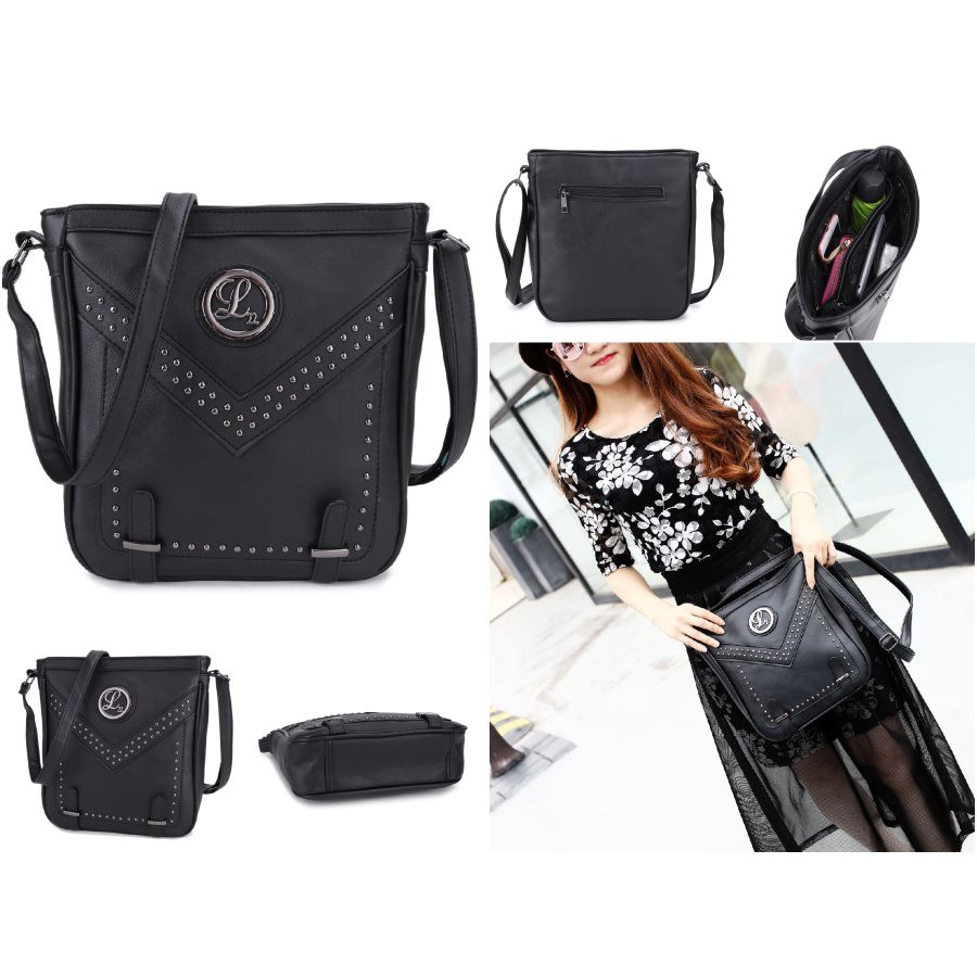 TAS HANDBAGS HOBO SLEMPANG HITAM PUTIH IMPORT NON MOTIF WANITA CHIC