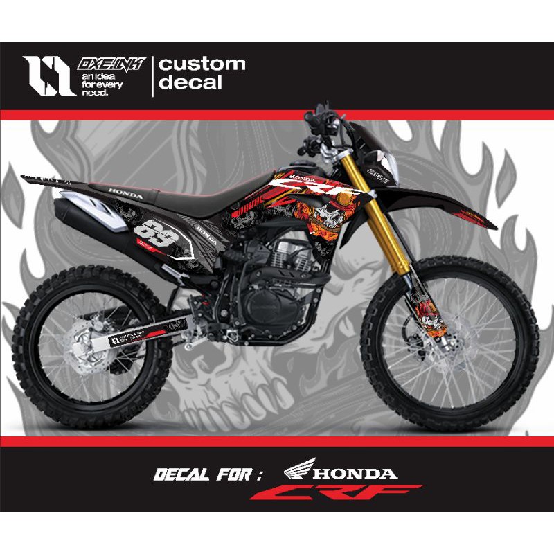 Decal Stiker Crf 150L dekal striping fullbody motif tengkorak api KLX CRF WR KTM HUSQVARNA