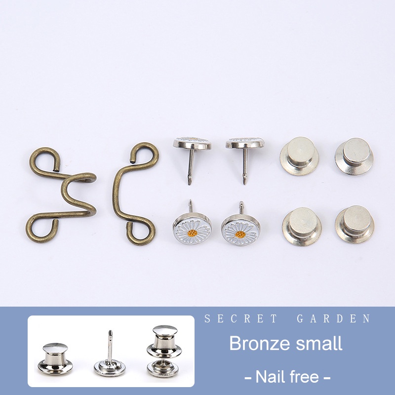 Kancing Jeans Logam Simple Adjustable Kancing Pengait Celana Panjang Jeans Denim Desain Bunga Daisy Warna Putih Kait Pengecil Lingkar Pinggang Celana Jeans Model Bisa Dilepas-Daisy-tembaga-s