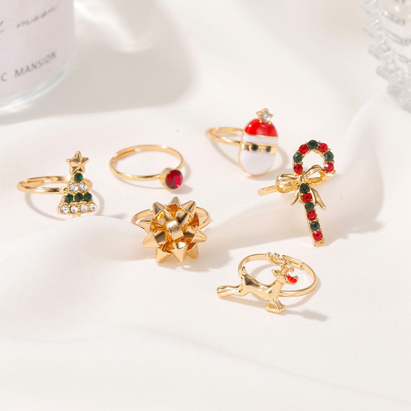 6pcs / Set Cincin Desain Santa Claus Untuk Dekorasi Natal